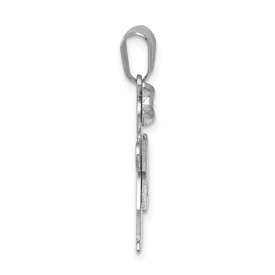 14kt White Gold AAA Diamond Kid Pendant