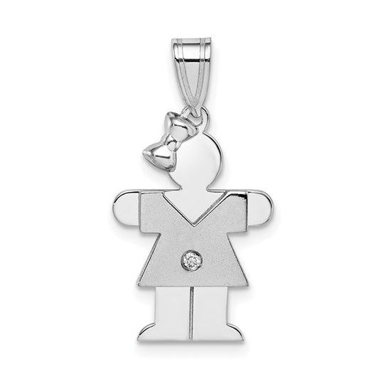 14kt White Gold AAA Diamond Kid Pendant