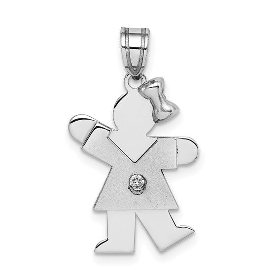14kt White Gold AA Diamond Kid Pendant