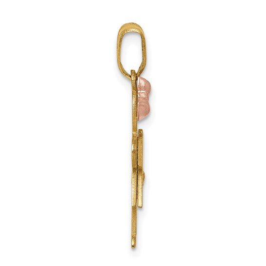 14kt Two-tone A Diamond Kid Pendant