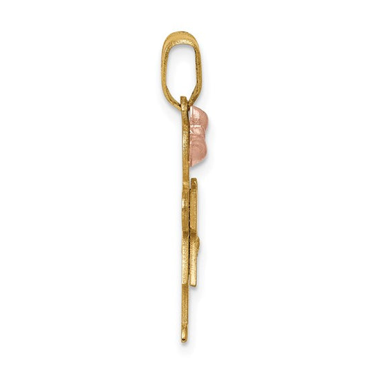 14kt Two-tone A Diamond Kid Pendant