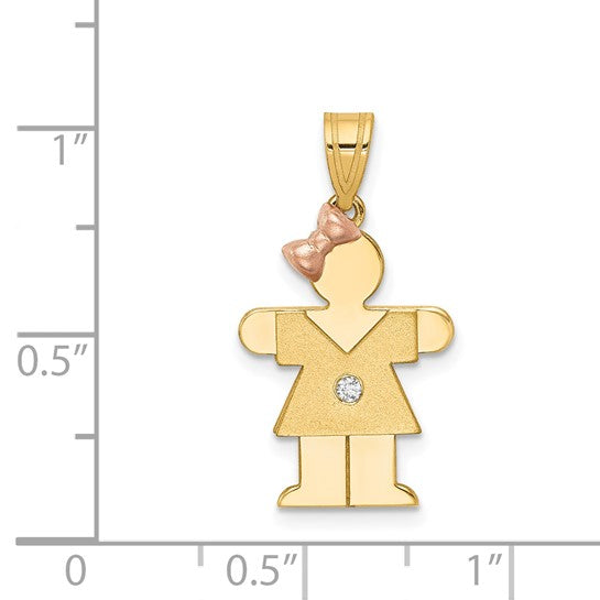 14kt Two-tone AA Diamond Kid Pendant
