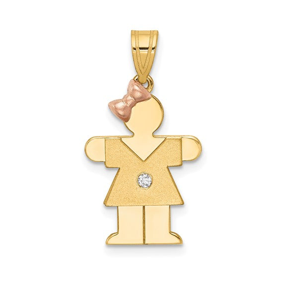 14kt Two-tone A Diamond Kid Pendant