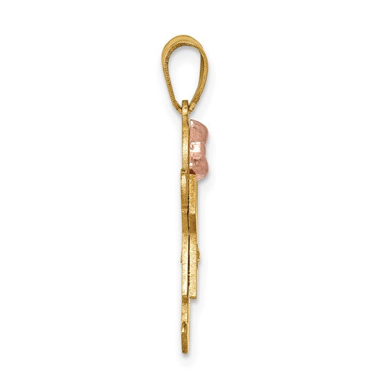 14kt Two-tone A Diamond Kid Pendant