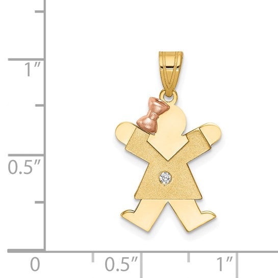 14kt Two-tone A Diamond Kid Pendant