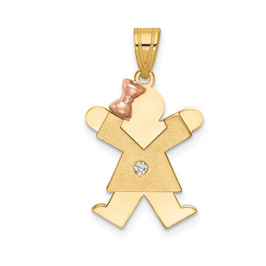 14kt Two-tone AAA Diamond Kid Pendant