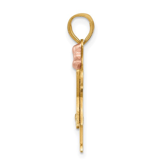 14kt Two-tone AAA Diamond Kid Pendant