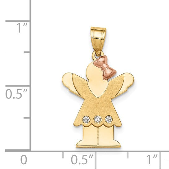 14kt Two-tone AAA Diamond Kid Pendant