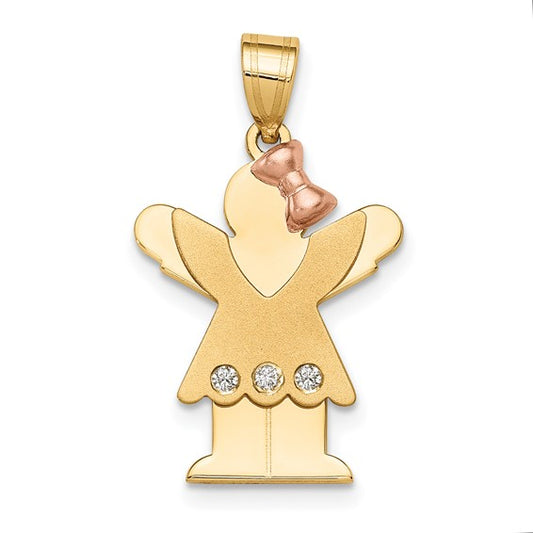 14kt Two-tone AAA Diamond Kid Pendant