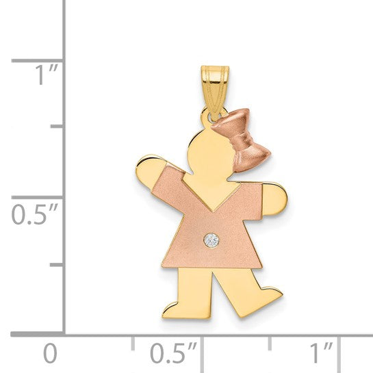 14kt Two-tone A Diamond Kid Pendant