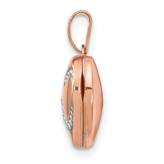 14kt Rose Gold w/ White Rhodium 12mm Heart Locket