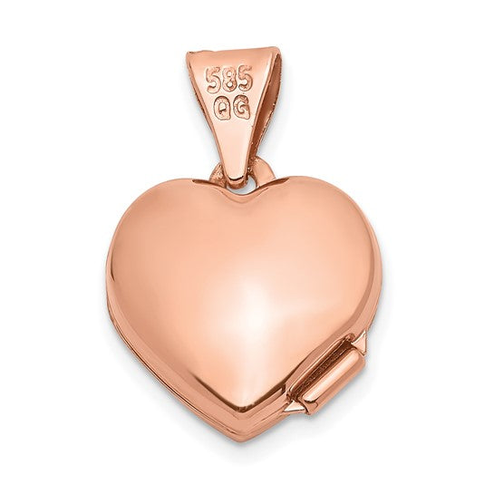 14kt Rose Gold w/ White Rhodium 12mm Heart Locket