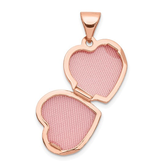 14kt Rose Gold w/ White Rhodium 12mm Heart Locket