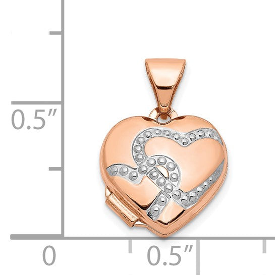 14kt Rose Gold w/ White Rhodium 12mm Heart Locket