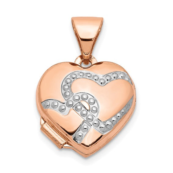 14kt Rose Gold w/ White Rhodium 12mm Heart Locket