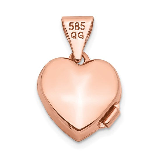 14kt Rose Gold 10mm Floral Heart Locket