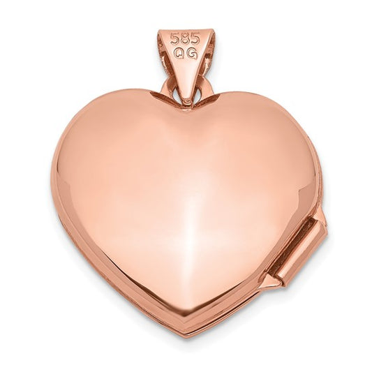 14kt Rose Gold 18mm Domed Heart Locket