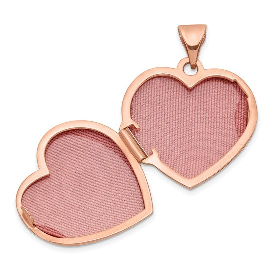 14kt Rose Gold 18mm Domed Heart Locket