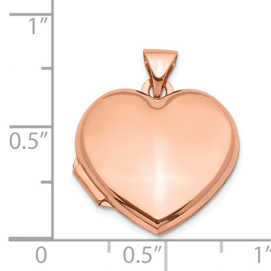 14kt Rose Gold 18mm Domed Heart Locket