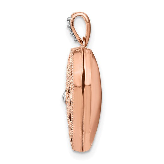 14kt Rose Gold w/ Diamond Vintage 18mm Heart Locket