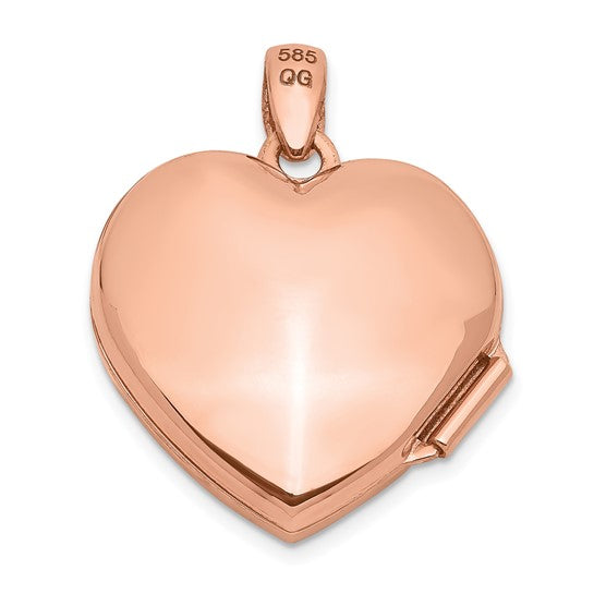 14kt Rose Gold w/ Diamond Vintage 18mm Heart Locket