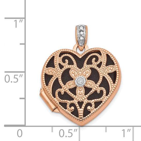14kt Rose Gold w/ Diamond Vintage 18mm Heart Locket