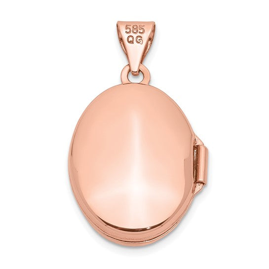 14kt Rose Gold 17mm Diamond Oval Locket