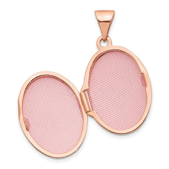 14kt Rose Gold 17mm Diamond Oval Locket