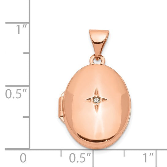 14kt Rose Gold 17mm Diamond Oval Locket