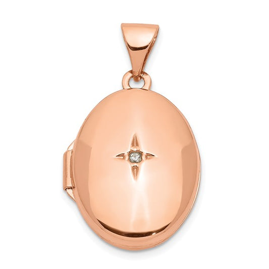 14kt Rose Gold 17mm Diamond Oval Locket