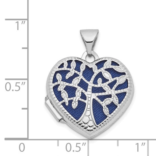 14kt White Gold 18mm Tree Heart Locket