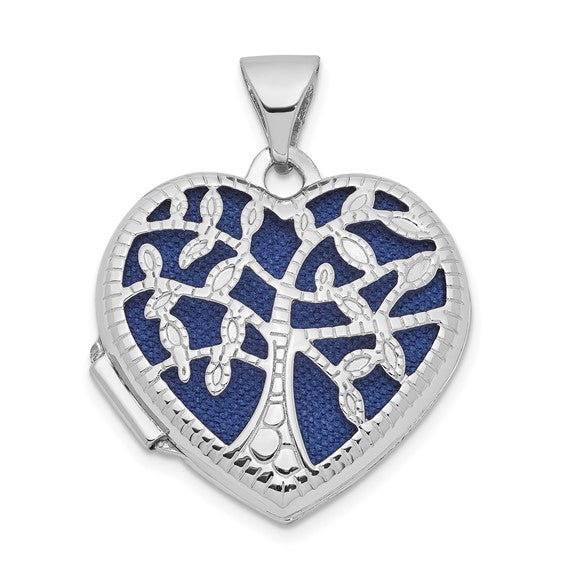 14kt White Gold 18mm Tree Heart Locket