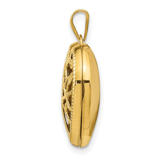 14kt Yellow Gold 18mm Tree Heart Locket