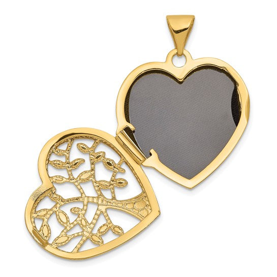 14kt Yellow Gold 18mm Tree Heart Locket
