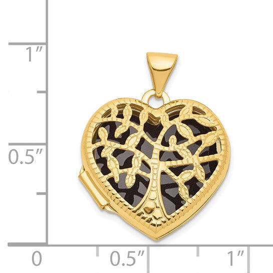 14kt Yellow Gold 18mm Tree Heart Locket
