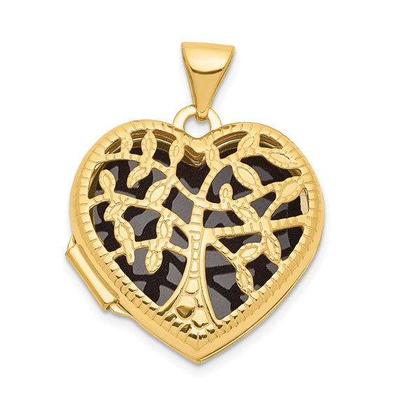 14kt Yellow Gold 18mm Tree Heart Locket
