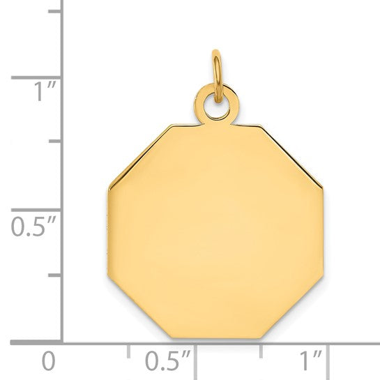 14kt Yellow Gold Plain .018 Gauge Engravable Octagonal Disc Charm