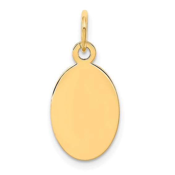 14kt Yellow Gold Plain .035 Gauge Engravable Oval Disc Charm