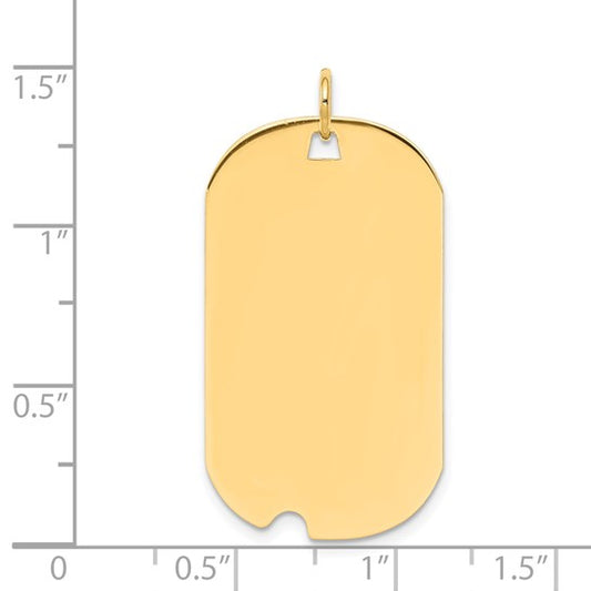 14kt Yellow Gold Plain .027 Gauge Engravable Dog Tag w/Notch Disc Charm