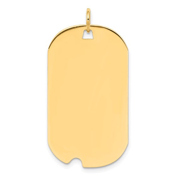 14kt Yellow Gold Plain .027 Gauge Engravable Dog Tag w/Notch Disc Charm