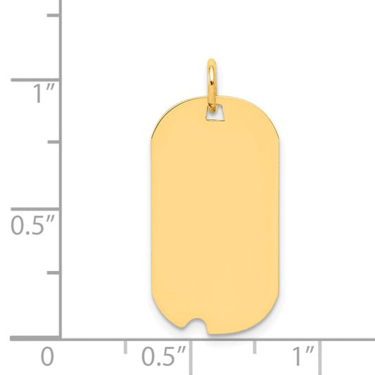 14kt Yellow Gold Plain .035 Gauge Engravable Dog Tag w/Notch Disc Charm