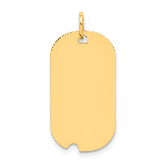 14kt Yellow Gold Plain .018 Gauge Engravable Dog Tag w/Notch Disc Charm