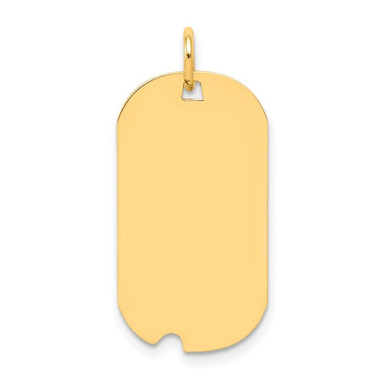 14kt Yellow Gold Plain .027 Gauge Engravable Dog Tag w/Notch Disc Charm