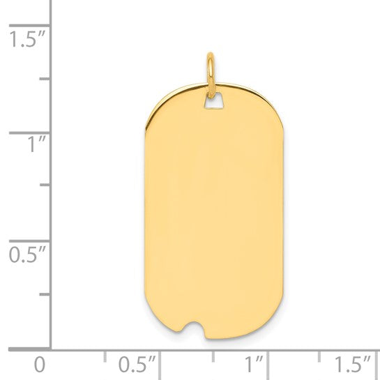 14kt Yellow Gold Plain .027 Gauge Engravable Dog Tag w/Notch Disc Charm
