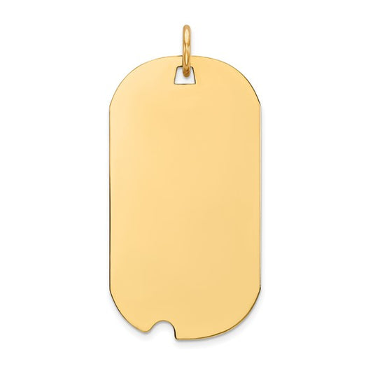 14kt Yellow Gold Plain .027 Gauge Engravable Dog Tag w/Notch Disc Charm