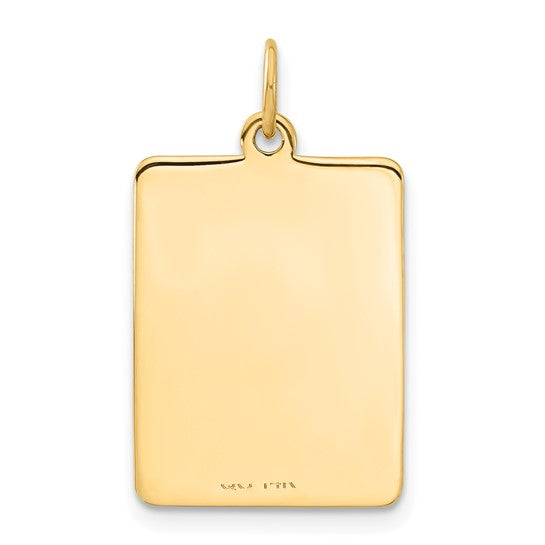 14kt Yellow Gold 22x15mm Rectangle Red Enameled Medical Jewelry Pendant