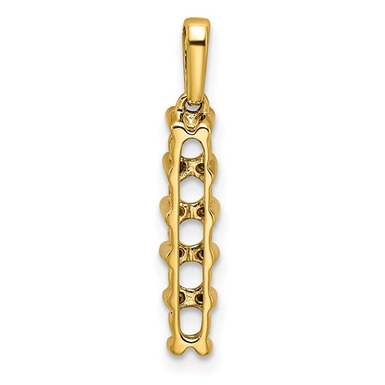 14KT Yellow Gold Family Jewelry Synthetic Stone & Diamond Set Pendant