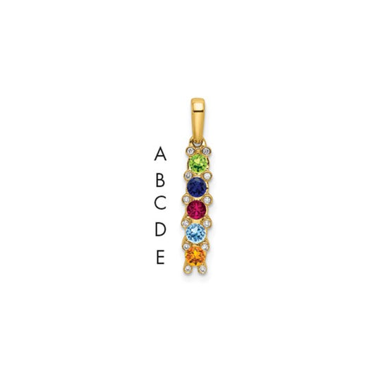 14KT Yellow Gold Family Jewelry Synthetic Stone & Diamond Set Pendant