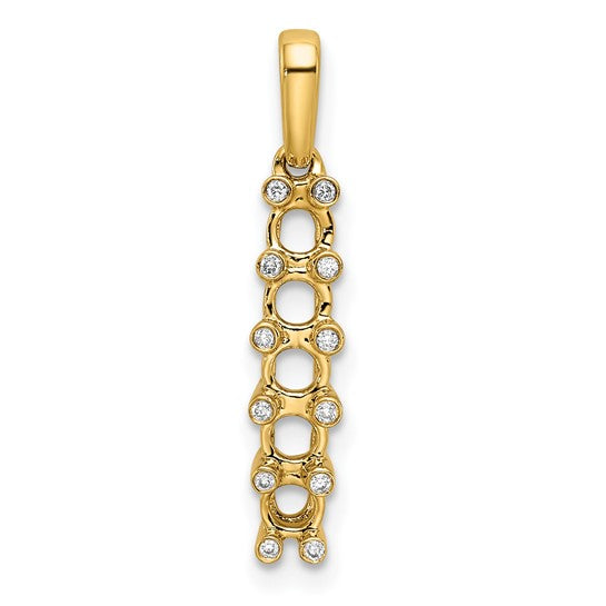 14KT Yellow Gold Family Jewelry Synthetic Stone & Diamond Set Pendant