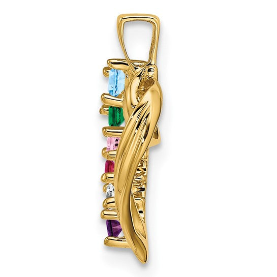 14kt Yellow Gold 6 Genuine Stone Family Pendant